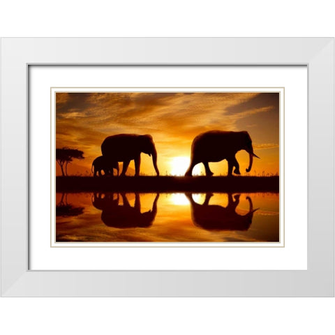 Sunset Walk White Modern Wood Framed Art Print with Double Matting by Bay, Noah