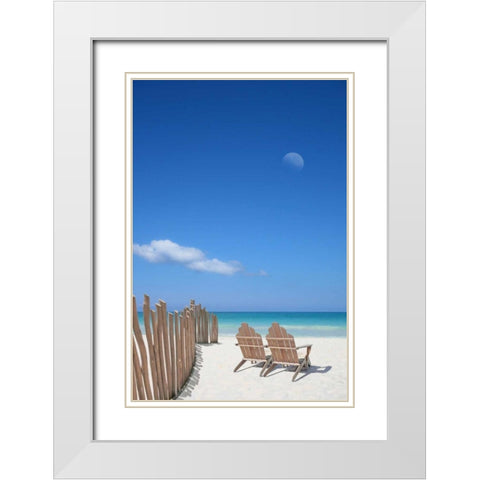 Chairs under the Moon White Modern Wood Framed Art Print with Double Matting by Bay, Noah