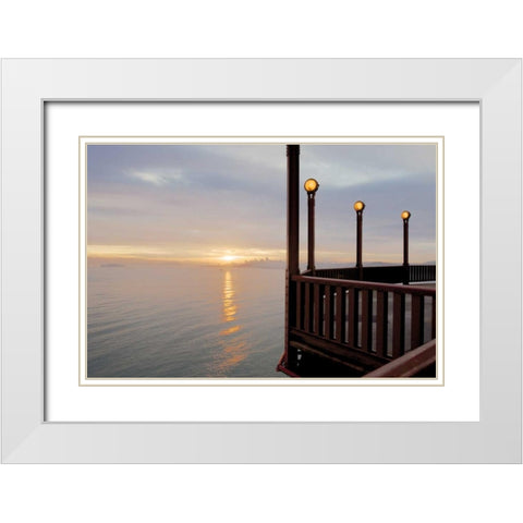Art Deco Lamposts #3 White Modern Wood Framed Art Print with Double Matting by Blaustein, Alan
