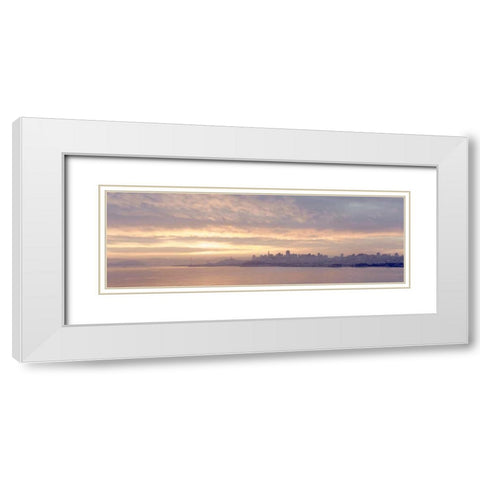 City Sunrise on the Bay White Modern Wood Framed Art Print with Double Matting by Blaustein, Alan