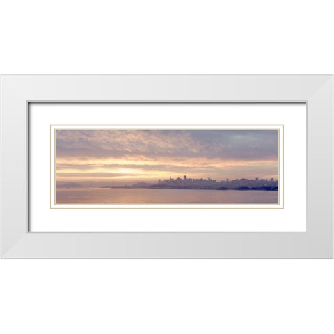 City Sunrise on the Bay White Modern Wood Framed Art Print with Double Matting by Blaustein, Alan