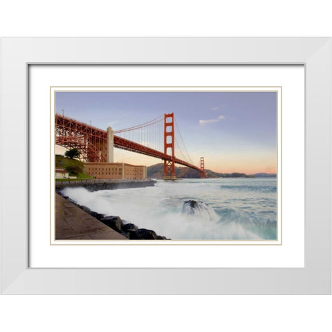 Golden Gate Bridge at Dawn White Modern Wood Framed Art Print with Double Matting by Blaustein, Alan
