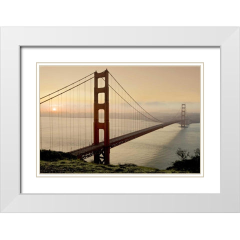 Golden Gate Sunrise #2 White Modern Wood Framed Art Print with Double Matting by Blaustein, Alan