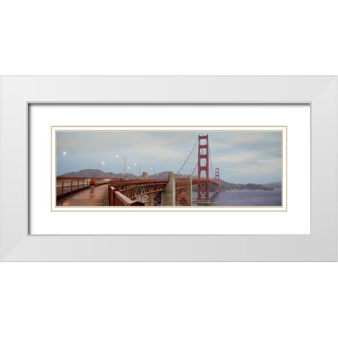 Morning Ride on the Bridge #2 White Modern Wood Framed Art Print with Double Matting by Blaustein, Alan