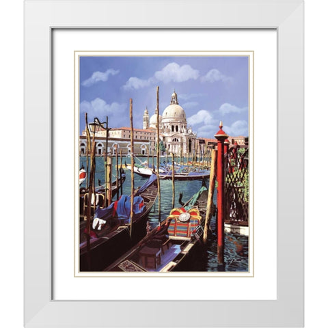 Chiesa Della Salute White Modern Wood Framed Art Print with Double Matting by Borelli, Guido