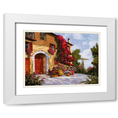 Bouganville White Modern Wood Framed Art Print with Double Matting by Borelli, Guido