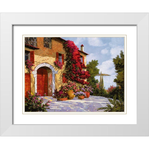 Bouganville White Modern Wood Framed Art Print with Double Matting by Borelli, Guido