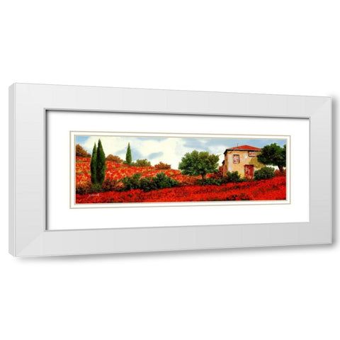 I Papaveri Sulle Colline White Modern Wood Framed Art Print with Double Matting by Borelli, Guido