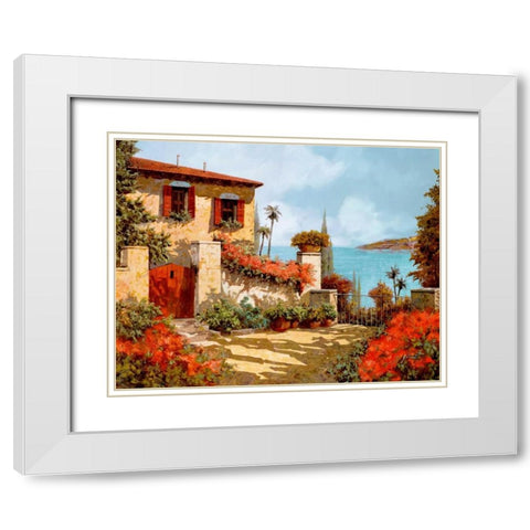 Il Giardino Rosso White Modern Wood Framed Art Print with Double Matting by Borelli, Guido