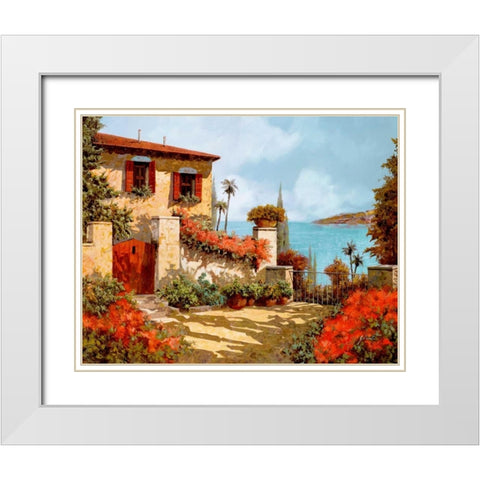 Il Giardino Rosso White Modern Wood Framed Art Print with Double Matting by Borelli, Guido