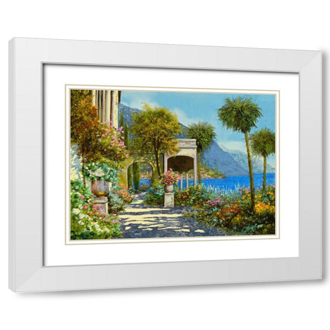 Passeggiata al Lago White Modern Wood Framed Art Print with Double Matting by Borelli, Guido