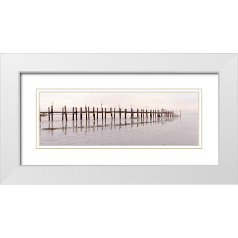 Vintage Pier at Fishing Village White Modern Wood Framed Art Print with Double Matting by Blaustein, Alan