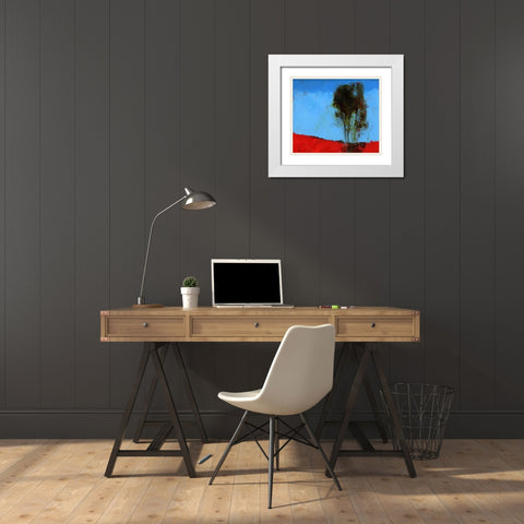 Cyan and Red White Modern Wood Framed Art Print with Double Matting by Bailey, Paul