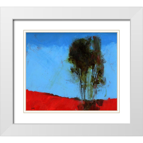 Cyan and Red White Modern Wood Framed Art Print with Double Matting by Bailey, Paul
