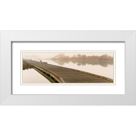 Tranquil Pier White Modern Wood Framed Art Print with Double Matting by Blaustein, Alan