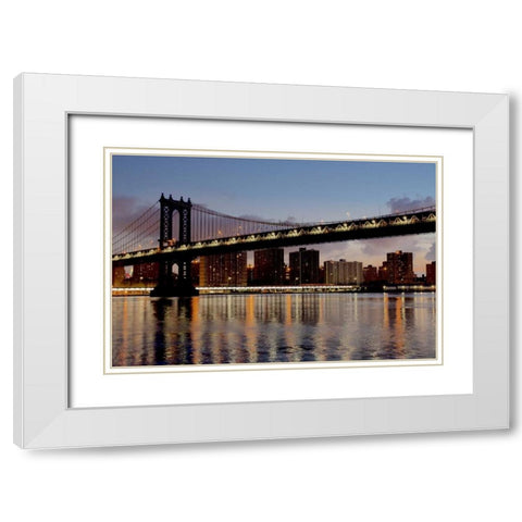 Manhattan Bridge at Dawn White Modern Wood Framed Art Print with Double Matting by Blaustein, Alan