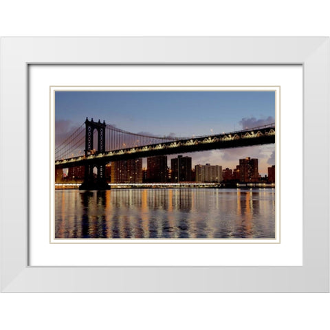 Manhattan Bridge at Dawn White Modern Wood Framed Art Print with Double Matting by Blaustein, Alan