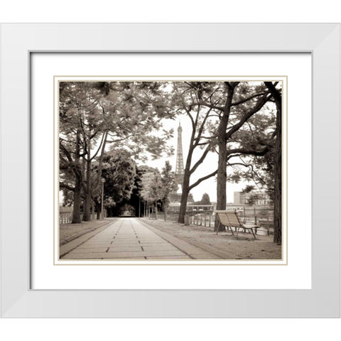 Promenade et Tour Eiffel White Modern Wood Framed Art Print with Double Matting by Blaustein, Alan