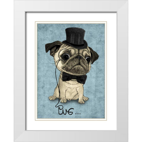 Gentle Pug White Modern Wood Framed Art Print with Double Matting by Barruf