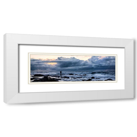 Surf Fishing White Modern Wood Framed Art Print with Double Matting by Burt, Daniel