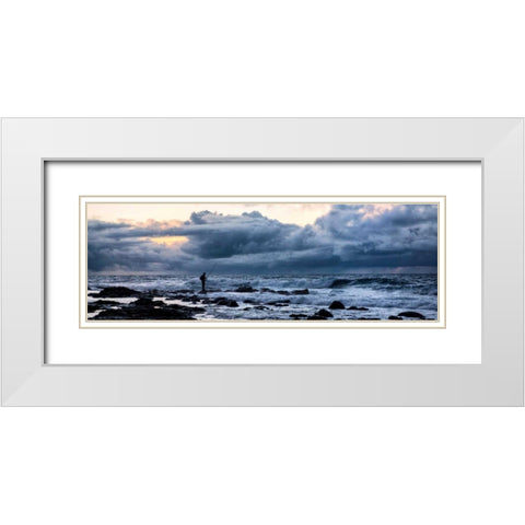 Surf Fishing White Modern Wood Framed Art Print with Double Matting by Burt, Daniel