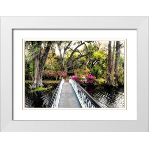 The Garden Bridge White Modern Wood Framed Art Print with Double Matting by Burt, Daniel