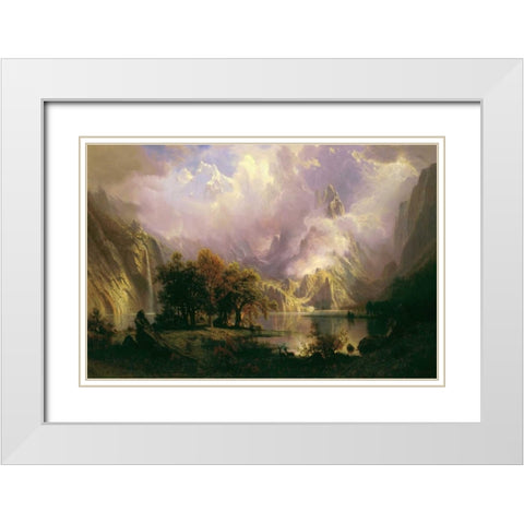 Rocky Mountain Landscape White Modern Wood Framed Art Print with Double Matting by Bierstadt, Albert