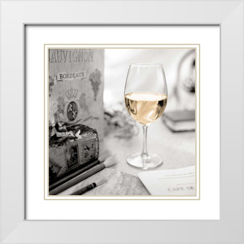 Vin Blanc White Modern Wood Framed Art Print with Double Matting by Blaustein, Alan