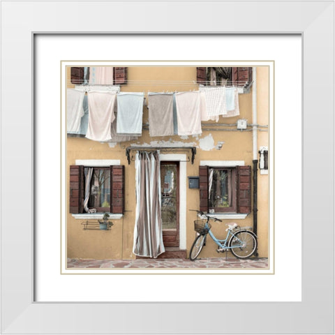 Venetian Bicicletta-1 White Modern Wood Framed Art Print with Double Matting by Blaustein, Alan