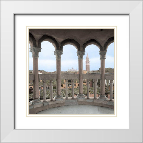 Arches with Campanile Vista White Modern Wood Framed Art Print with Double Matting by Blaustein, Alan