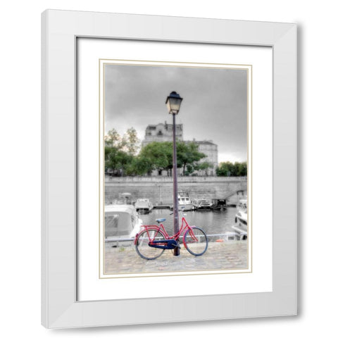 Bicycle St Martin Canal #1 White Modern Wood Framed Art Print with Double Matting by Blaustein, Alan
