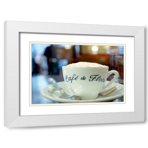 Cafe de Flore White Modern Wood Framed Art Print with Double Matting by Blaustein, Alan
