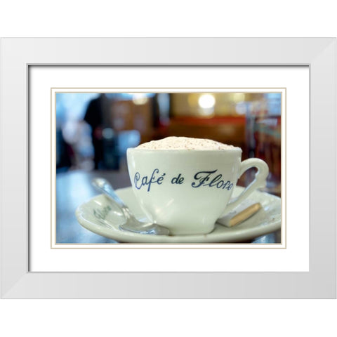 Cafe de Flore White Modern Wood Framed Art Print with Double Matting by Blaustein, Alan