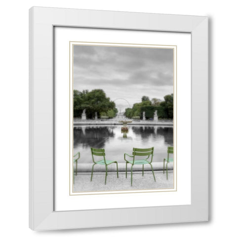 Tuileries Fountain #1 White Modern Wood Framed Art Print with Double Matting by Blaustein, Alan