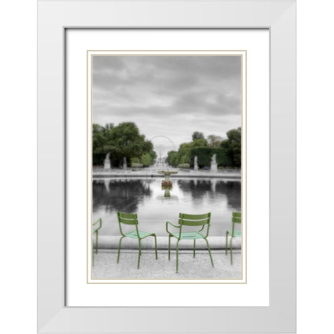 Tuileries Fountain #1 White Modern Wood Framed Art Print with Double Matting by Blaustein, Alan