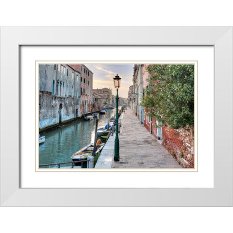 Venetian Passeggiata White Modern Wood Framed Art Print with Double Matting by Blaustein, Alan