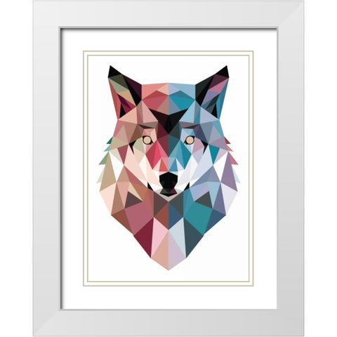 Geo Wolf White Modern Wood Framed Art Print with Double Matting by Buxton, Michael