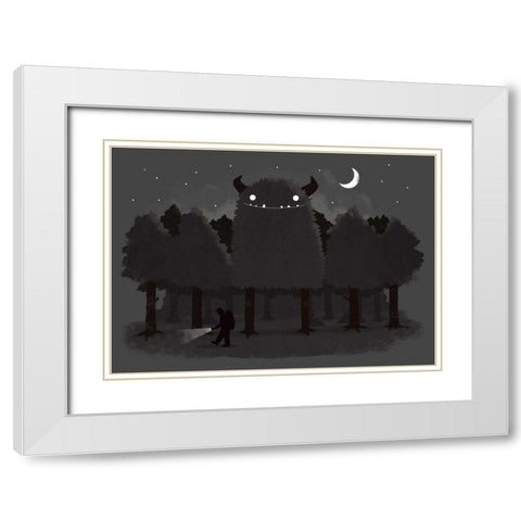Monster Hunting White Modern Wood Framed Art Print with Double Matting by Buxton, Michael