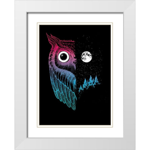 Night Owl White Modern Wood Framed Art Print with Double Matting by Buxton, Michael