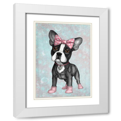 Sweet Frenchie White Modern Wood Framed Art Print with Double Matting by Barruf