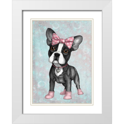 Sweet Frenchie White Modern Wood Framed Art Print with Double Matting by Barruf
