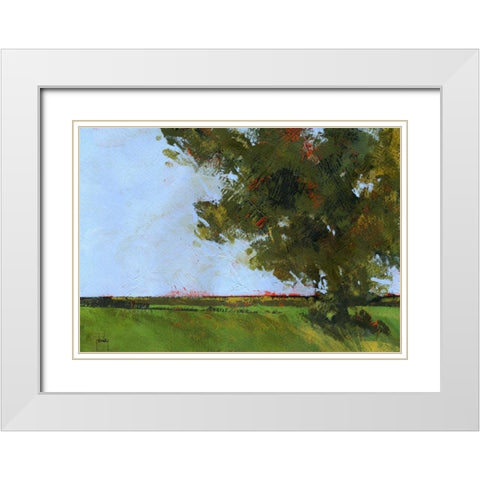 Autumn Oak and Empty Fields White Modern Wood Framed Art Print with Double Matting by Bailey, Paul