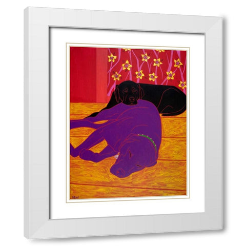 Let Sleeping Dogs Lie White Modern Wood Framed Art Print with Double Matting by Bond, Angela