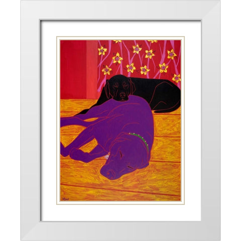 Let Sleeping Dogs Lie White Modern Wood Framed Art Print with Double Matting by Bond, Angela