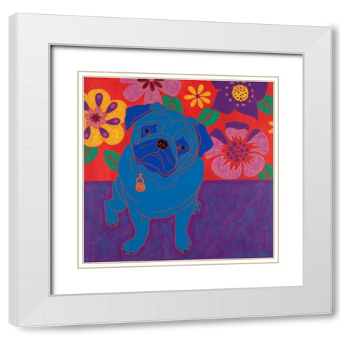 Perspicacious Pug White Modern Wood Framed Art Print with Double Matting by Bond, Angela
