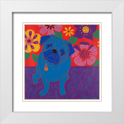 Perspicacious Pug White Modern Wood Framed Art Print with Double Matting by Bond, Angela