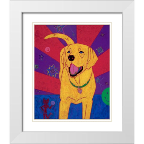 Yellow Happiness White Modern Wood Framed Art Print with Double Matting by Bond, Angela