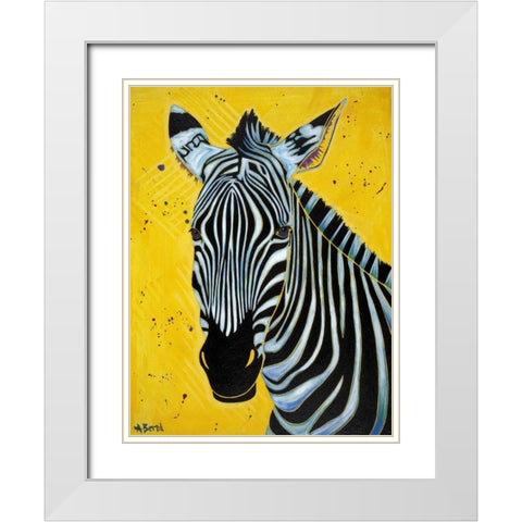 Zebra White Modern Wood Framed Art Print with Double Matting by Bond, Angela