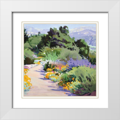 Path through the Poppies White Modern Wood Framed Art Print with Double Matting by Burtt, Marcia
