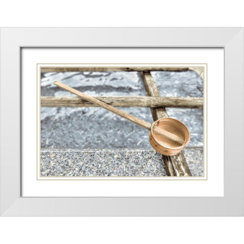 Zen Fountain White Modern Wood Framed Art Print with Double Matting by Blaustein, Alan